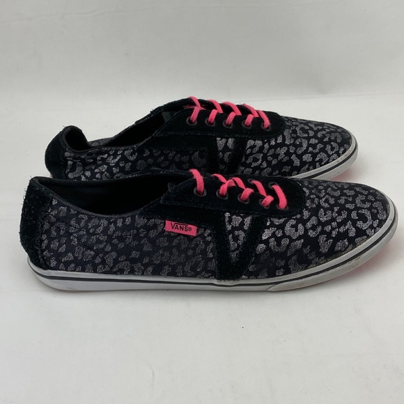 VANS Black Cheetah Leopard Print  Canvas Low Skate Sneaker Size 8.5 - Picture 4 of 14